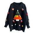 thumbnail image 1 of LEBONYARD Sweater for Women Hoodies Sweater,Women Fashion Long Sleeves Christmas Crew Neck Loose Trend Tops Blouse Knitted Sweater Black XL, 1 of 3