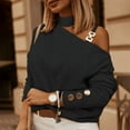 thumbnail image 1 of LEBONYARD Sweaters for Women Clearance $5.00,Women's Fashion Sexy Chain Button Decoration Long Sleeve Round Neck Top Black XL, 1 of 6
