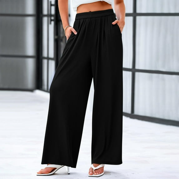 LEBONYARD Sweatpants for Women Plus Size,Plus Size Pants for Women,Women's Solid Color Comfortable Casual Elastic Pants with A Waist and Long Pants Black XXL