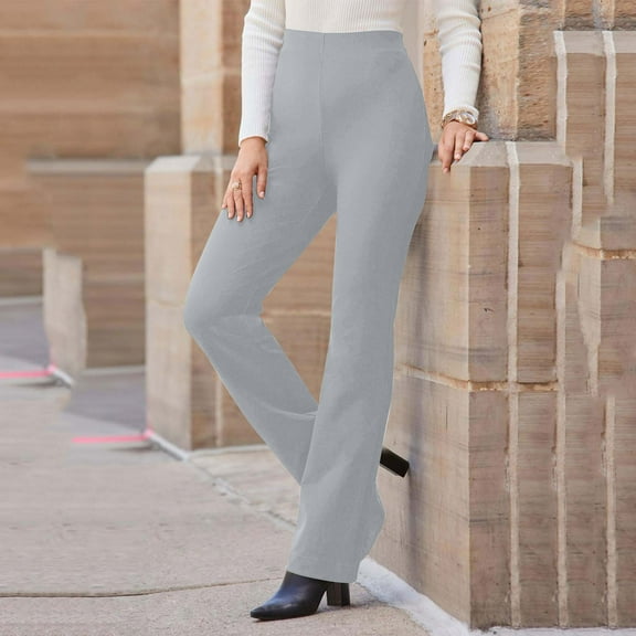 LEBONYARD Sweatpants for Women Plus Size with Pockets,Plus Size Pants for Women,Women's Flare Solid Suit Pants Leisure Trousers Bell-bottoms Solid Color Pants Gray L