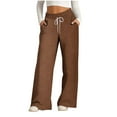 thumbnail image 1 of LEBONYARD Sweatpants for Women Plus Size with Pockets,Womens Pants Clearance Clothes under $5,Women's New Four Season Solid Color Versatile Corduroy Elastic Waist Straight Leg Pants Brown XXXL, 1 of 6