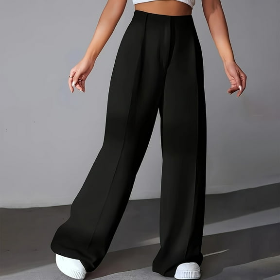 LEBONYARD Sweatpants for Women Plus Size,Plus Size Pants for Women,Women's Loose Wide Leg Pants Black S