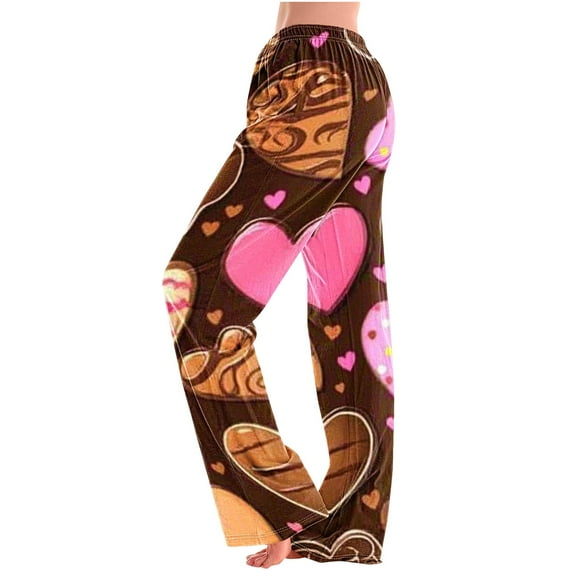 LEBONYARD Sweatpants for Women Wide Leg,Plus Size Pants for Women Clearance,Women's Home Pocket Print Pajamas Daily Home Clothes Long Pants Orange S