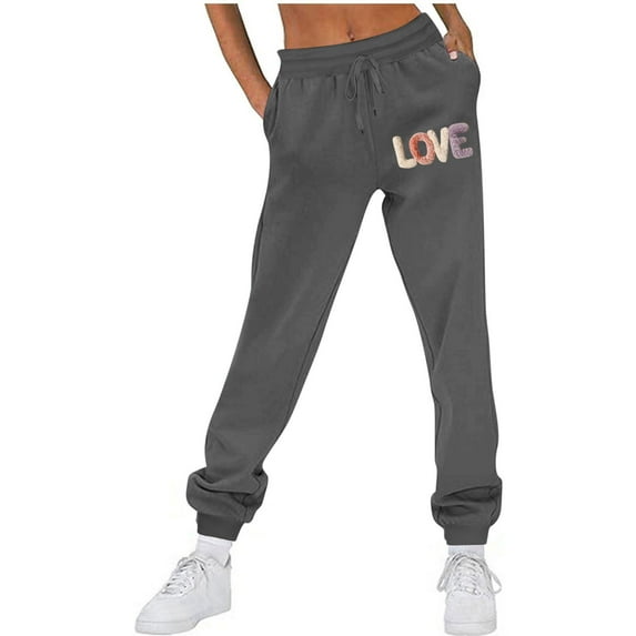 LEBONYARD Sweatpants for Women Wide Leg,Women Casual Trousers and Trousers Plus Velvet Running Fitness Sports Pants Dark Gray S