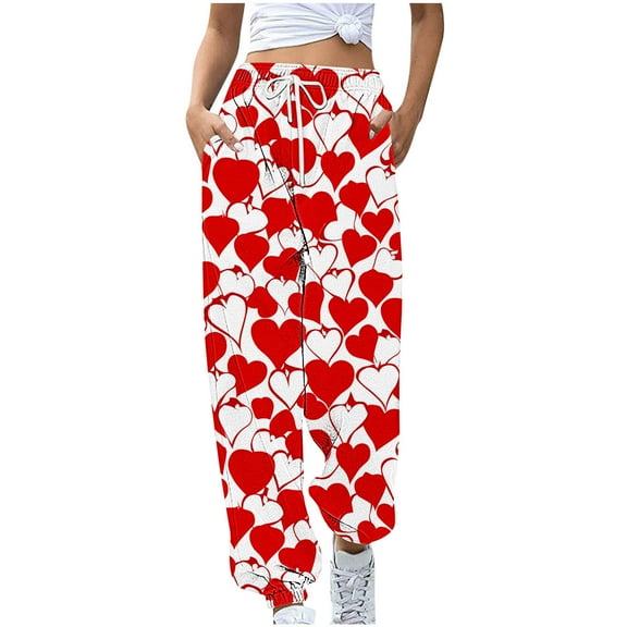 LEBONYARD Sweatpants for Women Wide Leg,Women's Casual Trousers Printing Drawstring Pants Waist Long Pants Sweatpants with Pocket Multicolor XXL