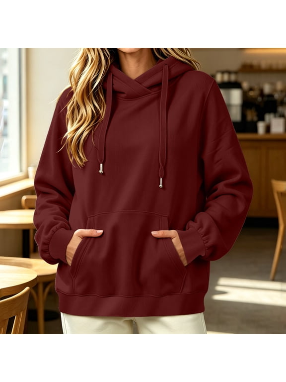 Sweatshirt Women's Hooded Drawstring Pullover Long Sleeve Casual Top
