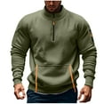 thumbnail image 1 of LEBONYARD Trendy Plus Size Sweatshirts for Men Clearance with Zipper No Hood Stand Up Collar Solid Pullover Long Sleeved Sports Pocket Sweatshirt, 1 of 4