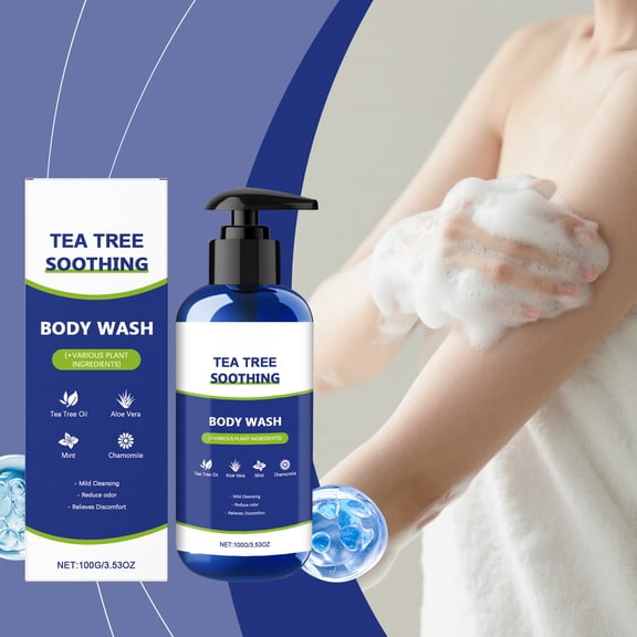 LEBONYARD Tea Tree Body Wash, Odor Neutralizing Soothing Gentle Cleanser for Sensitive Skin Active Daily Use 100ml
