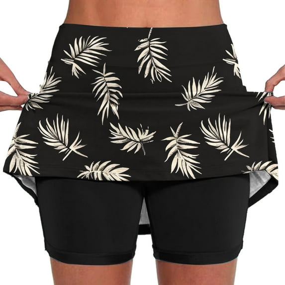 LEBONYARD Tennis Skirts for Girls,Women's New Color Mid-waist Skirt Pants Sports Shorts Bottoming Skirt Pants Black S