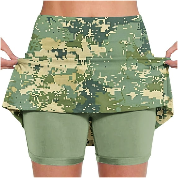 LEBONYARD Tennis Skirts for Girls,Women's New Color Mid-waist Skirt Pants Sports Shorts Bottoming Skirt Pants Green L