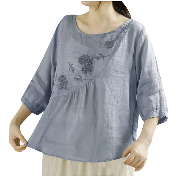 LEBONYARD Tops for Women 2024,Tops for Women Women's Casual Short Sleeve Round Neck Tops Summer Loose Tee Shirts Blouse Blue XXL