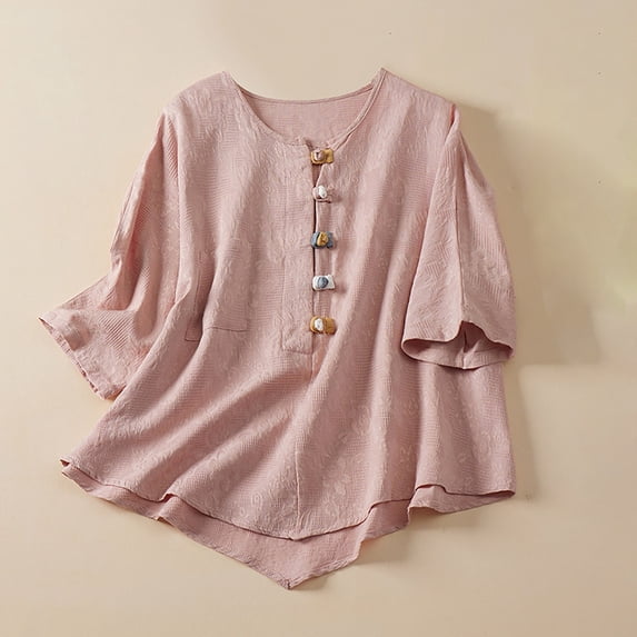 LEBONYARD Tops for Women 2024,Tops for Women Women's Casual Short Sleeve Round Neck Tops Summer Loose Tee Shirts Blouse Pink XL