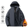 thumbnail image 1 of LEBONYARD Trendy Men Women Unisex Zipper Hooded Solid Color Long Sleeve Thickened Graphene Lining Three-Proof Windbreaker Parkas Warm Outerwear Jacket, 1 of 3
