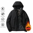 thumbnail image 1 of LEBONYARD Trendy Men Women Unisex Zipper Hooded Solid Color Long Sleeve Thickened Graphene Lining Three-Proof Windbreaker Parkas Warm Outerwear Jacket, 1 of 5