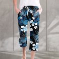 thumbnail image 1 of LEBONYARD Trousers for Women High Waisted,Womens Pants Clearance under $10,Women Casual Pants Straight Leg Drawstring Elastic Waist Loose Comfy Trousers with Pockets Blue L, 1 of 5