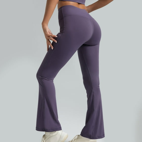 LEBONYARD Trousers for Women Plus Size,Womens Trousers with Pockets,Women'S Long Solid Color Hip Lift Fitness High Waist Elastic Exercise Yoga Pants Purple XL