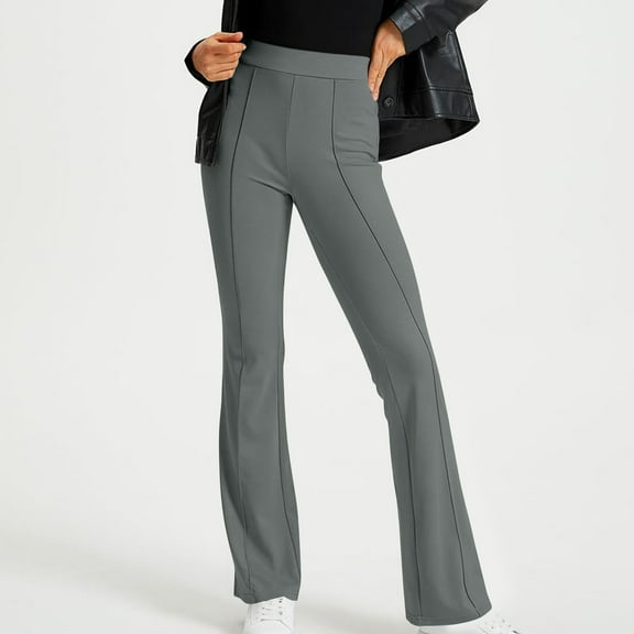 LEBONYARD Trousers for Women Plus Size,Womens Trousers with Pockets,Women's New Slim Solid Color Design Pocket High Waist Small Bottom Long Pants Dark Gray S