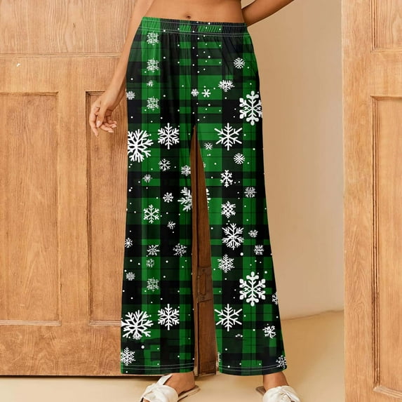 LEBONYARD Trousers for Women,Women's Christmas Printed Fashionable Loose and Comfortable Sleeping Pants Multicolor L