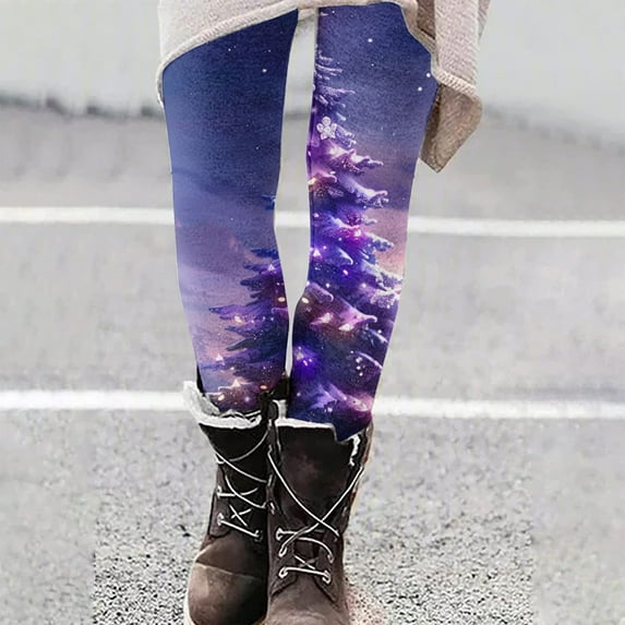 LEBONYARD Trousers for Women High Waisted,Ladies' Christmas Printed Leggings Yoga Casual Pants and Leggings Multicolor M