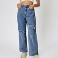 thumbnail image 1 of LEBONYARD Trousers for Women High Waisted,Women'S High Waist All Straight Leg Wide Leg Pants Jeans Dark Blue S, 1 of 6