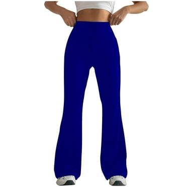 LEBONYARD Trousers for Women Plus Size,Women Solid Color Tight Fitting Hip Shaping Flared Pants Yoga Pants Blue S
