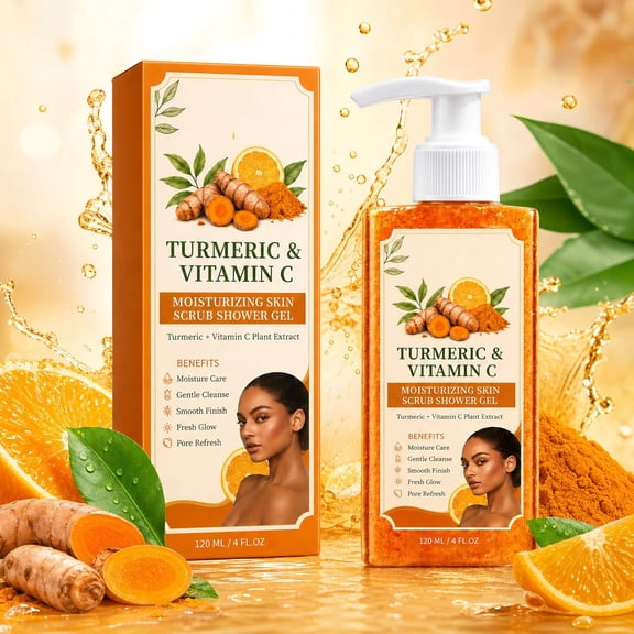LEBONYARD Turmeric Vitamin C Moisturizing Body Wash, Rich Foam Quick Rinse Fresh Natural Scent Daily Shower Gel 120ml
