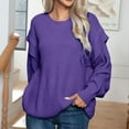 thumbnail image 1 of LEBONYARD V-Neck Sweaters for Women,Womens Sweaters Pullover Fashion Casual,Women's Shoulder Drop Long Sleeve Round Neck Sweater Fashion Casual Pullover Purple S, 1 of 7
