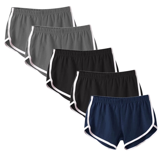 LEBONYARD Versatile Women's Shorts for Various Occasions,5PC Women’s Elastic Waist Summer Solid Casual Outing Shorts Pants Navy M