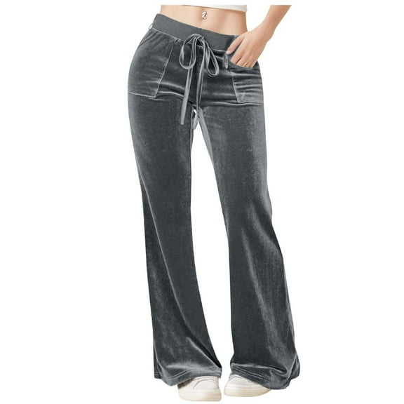 LEBONYARD Wide Leg High Waist for Women,Pants for Women Plus Size,Fashion Womens Casual Solid Color Elastic Pants Straight Wide Leg Trousers Pants with Pocket Gray XXXL