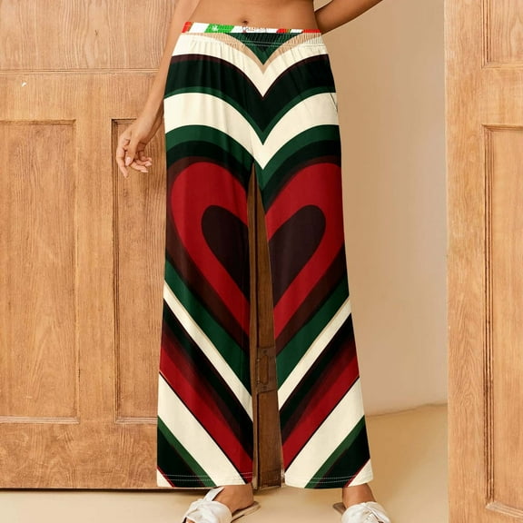 LEBONYARD Wide Leg High Waist for Women,Plus Size Womens Pants,Women's Printed Fashionable Loose and Comfortable Sleeping Pants Multicolor M