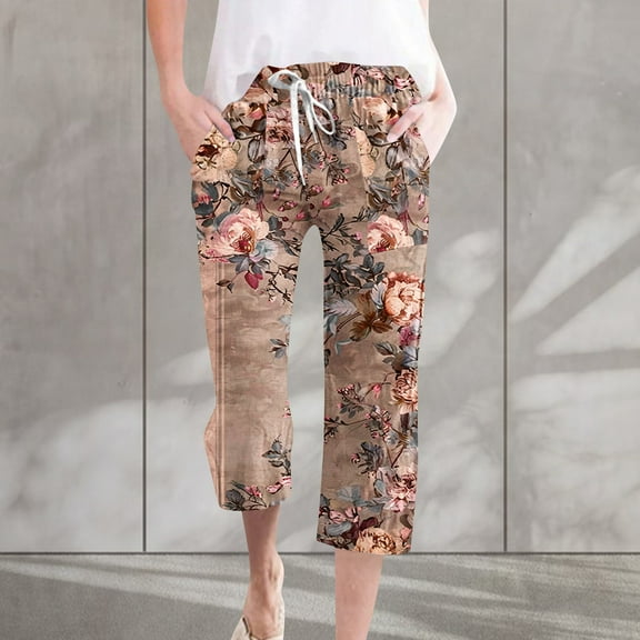 LEBONYARD Wide Leg Pants for Women Plus Size,Women Casual Pants Straight Leg Drawstring Elastic Waist Loose Comfy Trousers with Pockets Brown M