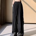 thumbnail image 1 of LEBONYARD Wide Leg Pants for Women,Women's Mid-waist Pocket Overalls Casual Pants In Spring and Summer Black S, 1 of 7