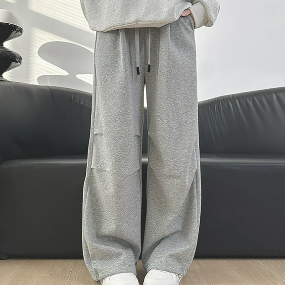 LEBONYARD Wide Leg Pants for Women,Women's Mid-waist Pocket Overalls Casual Pants In Spring and Summer Gray M