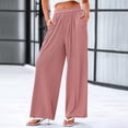 thumbnail image 1 of LEBONYARD Wide Leg Pants for Women,Women's Solid Color Comfortable Casual Elastic Pants with A Waist and Long Pants Pink XXL, 1 of 7
