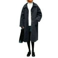thumbnail image 1 of LEBONYARD Woman's Trendy Lapel Collar Thicken Wool Long Sleeve Solid Color Long Length Loose Warm Fitting Button Large Pocket Outerwear Jacket Coat, 1 of 8