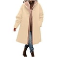 thumbnail image 1 of LEBONYARD Woman's Trendy Large Hooded Thicken Fleece Liner Solid Colored Long Sleeve Loose Fitting Button Large Pocket Outerwear Jacket Coat, 1 of 6