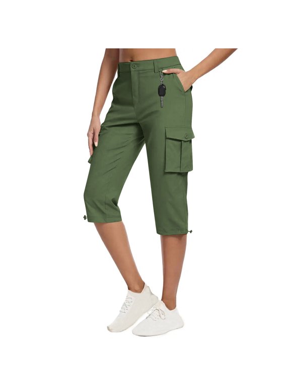Women Jogger Pants Casual Sweatpants Style,Capris Womens Pants with Pockets Loose Casual Dressy Lightweight Ladies Baggy Cargo Shorts Capris for Hiking Army Green XXL