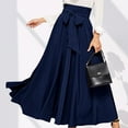 thumbnail image 1 of LEBONYARD Women Plus size Long Maxi Skirts,Women's Elegant High Waisted Skirt with Front Lace Up Pleats and Ankle Skirt Navy XS, 1 of 6