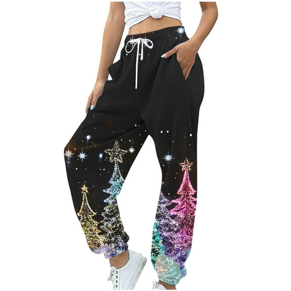LEBONYARD Women Wide Leg Pants Loose High Waist Trousers,Women' Printed Comfortable Loose High Waisted Drawstring Pants with Waistband and Foot Binding Sweatpants Multicolor S