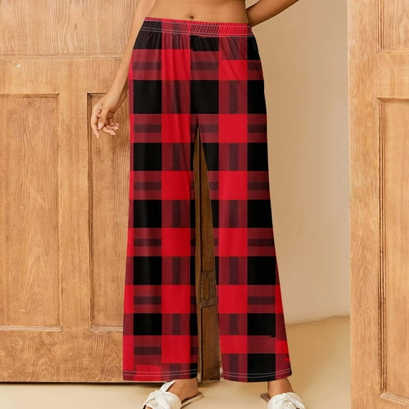 LEBONYARD Women Wide Leg Pants Loose High Waist Trousers,Women's Christmas Printed Fashionable Loose and Comfortable Sleeping Pants Multicolor XL