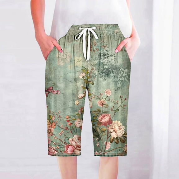 LEBONYARD Women Yoga Shorts,Women's Shorts for a Casual Stroll,Women Shorts Casual Pants Straight Leg Drawstring Elastic Waist Loose Comfy Pants with Pockets Green XL