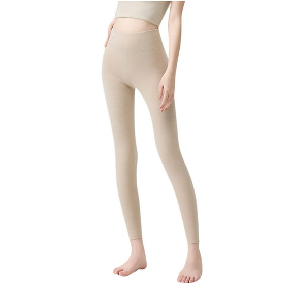 LEBONYARD Women's Active Fleece Leggings,Womens Trouser Pants,Womens Winter Solid Color Plus Thick Coral Fleece Home Warm Pants Beige XL
