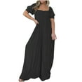 thumbnail image 1 of LEBONYARD Women's Belt Loop Overalls-Accessory Ready Design,Women's Solid Color Short-Sleeved Casual Wide-Leg Jumpsuit with Button Pockets Black L, 1 of 5