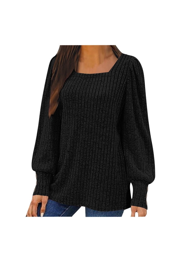 Women's Casual Round Neck Tops Fashion Grooves Line Modest Design Long Sleeved Comfortable Fit Tops Classic Solid Color Loose Fit Tops