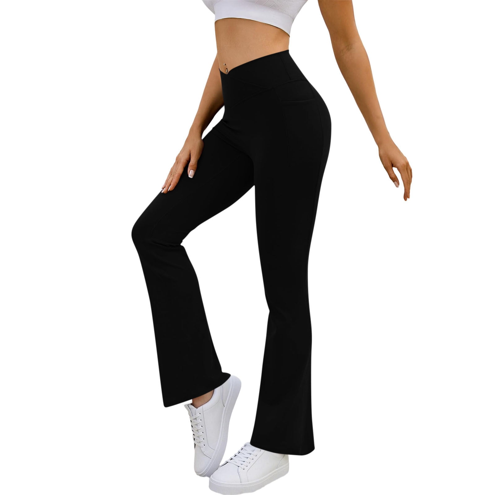 LEBONYARD Women's Elastic High Waisted Solid Colored Wideleg Legging — free download