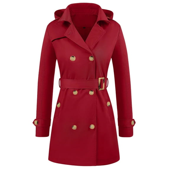 LEBONYARD Women's Fashion Crew Neck Solid Colored Hooded Button Outwear Coat Casual Long Sleeve Loose Fit Round Neck Pocket Ladies Fall Winter Coat