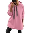 thumbnail image 1 of LEBONYARD Women's Fashion Drawstring Pullover Hooded Sweatshirts Casual Solid Colored Round Neck Long Sleeve Loose Warm Fit Pocket Sweatshirts, 1 of 7