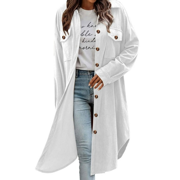 LEBONYARD Women's Fashion Lapel Chest Pocket Button Cardign Coat Casual Long Sleeve Turn Down Collar Loose Fit Warm Ladies Fall Winter Outwear Coat