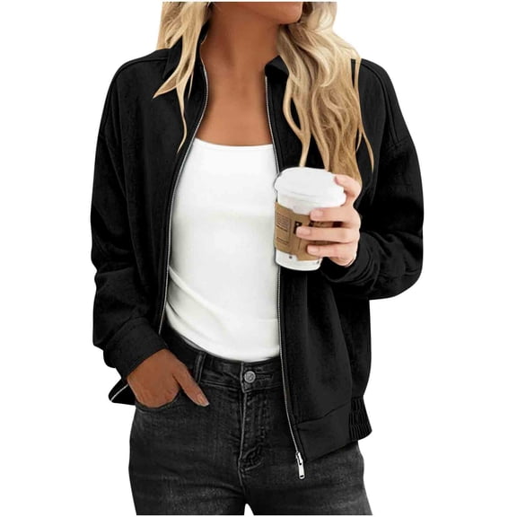 LEBONYARD Women's Fashion Lapel Zipper Faux Suede Coat Jacket Casual Solid Long Sleeve Turn Down Collar Pocket Mid Length Winter Overcoat Jacket