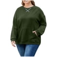 thumbnail image 1 of LEBONYARD Women's Fashion Plus Sized Crew Neck Big Pocket Front Corduroy Pullover Sweatshirts Casual Long Sleeve Solid Colored Winter Sweatshirts, 1 of 7